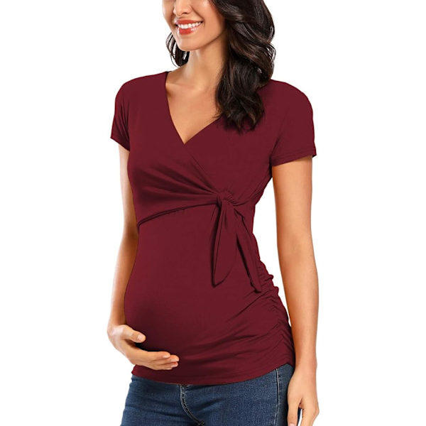 Kvindernes Maternity Shirts Kort Lange Ærmer V Hals Konstruktion
