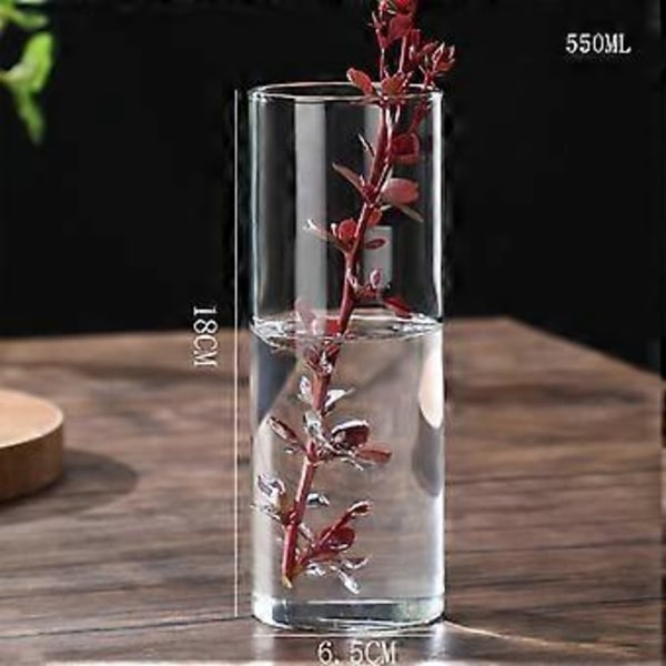 Klar Glasvas Blomvas Minimalistisk Glasvas Cylinderformad Blomvas för Bröllop Vardagsrum Dekorativ Gåva 6.5x18cm
