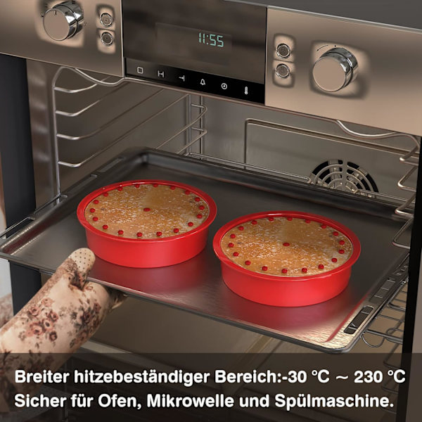 2 runde silikone kageforme, 20 cm silikone kageforme, non-stick
