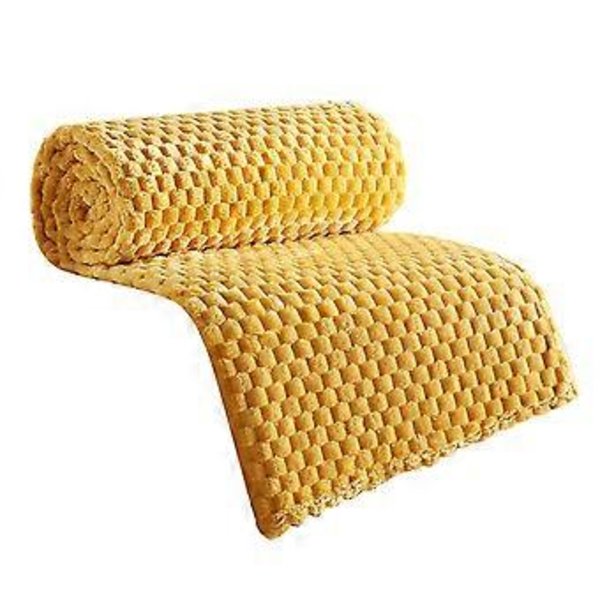 Talvinen lämmin peitto muhkea ruudullinen mikrokuitupeitto pehmeä kosketus fleece toimiston huivi lisää lämpöä mihin tahansa huoneeseen keltainen Yellow