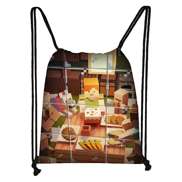 Minecraft Snørepose Barn Stor Kapasitet Organizer Bag-10