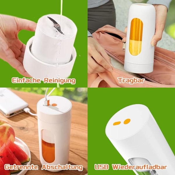 Mini Bärbar Blender - Vit USB Juice Press 8,5cm*8,5cm*1