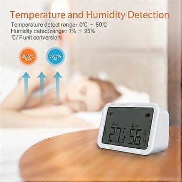 Termometer Batteridriven 2.4ghz Smart Temperatursensor Tuya LCD-skärm Med