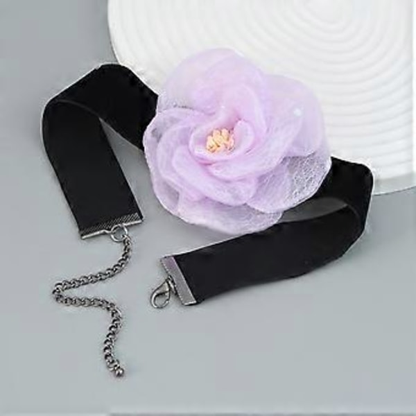 Elegantti ruusu choker kaulakoru naisille tytöille vintage kangas pitsi kaulaketju näyttävä hääkoru illallisjuhliin valkoinen White