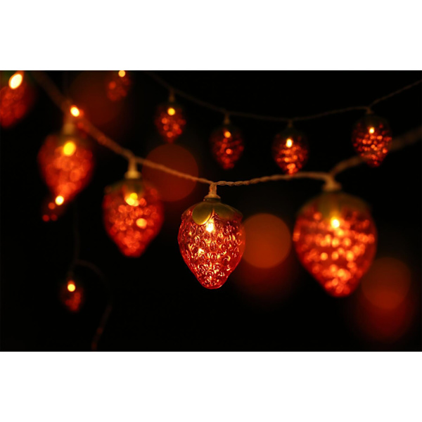 Røde jordbær-lyskjede (5*4*6CM), 3M 20 LED-lyskjede på batteri, for bryllupsfest, telt, balkong, soveromsdekorasjon