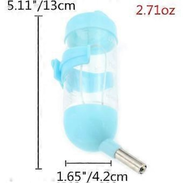 3 i 1 Hängande Vattenflaska för Hamster, Automatisk Husdjursdispenser med Bas för Dvärghamster Mus Råtta Igelkott (80ML Blå)
