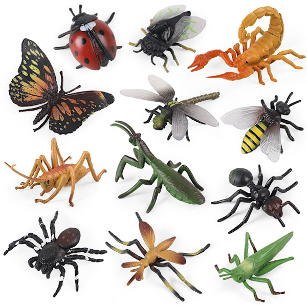 12 st realistiska insektsfigurer leksaker Multi-style pedagogiska för