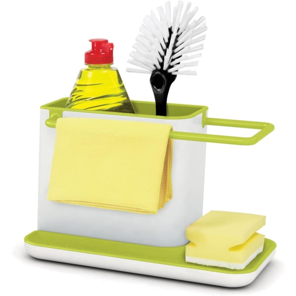 Sink storage/organizer with integrated drainer, holder for sponge