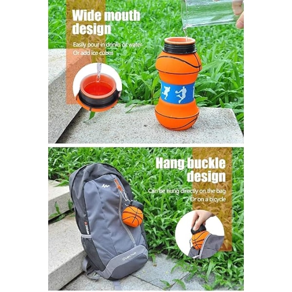 500ML/17oz Retractable Kids Water Bottle with Carabiner Sport Tr