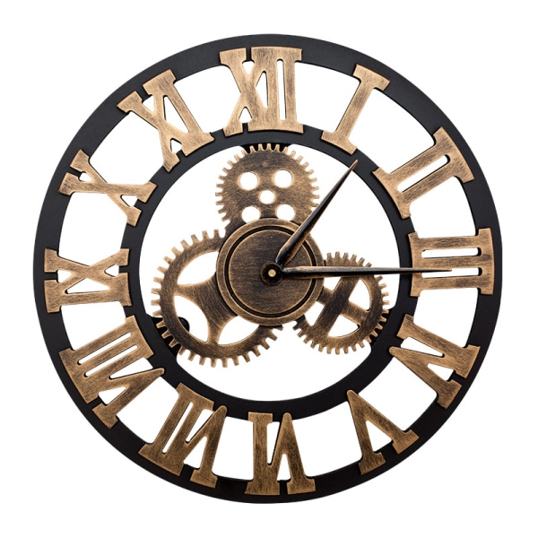 (Gear) Silent Wall Clock Vintage romertal 40 cm Ikke tikkende