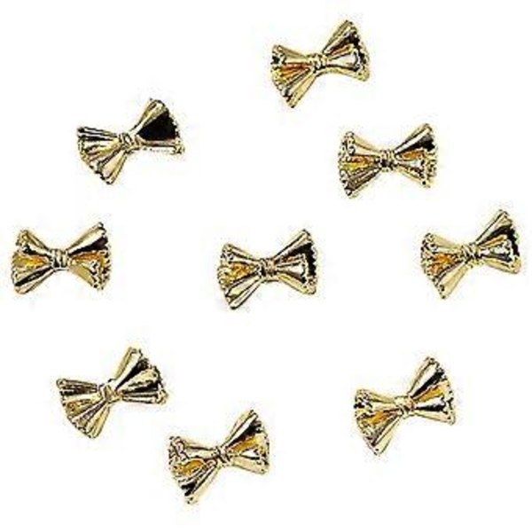 50x ranskalainen rusetti kynsikoristeet rusetit kynsitaidekoristeet kynsitarvikkeet seoksesta naisten ja tyttöjen kynsitaidekoristeet Golden bow 9 x 6mm