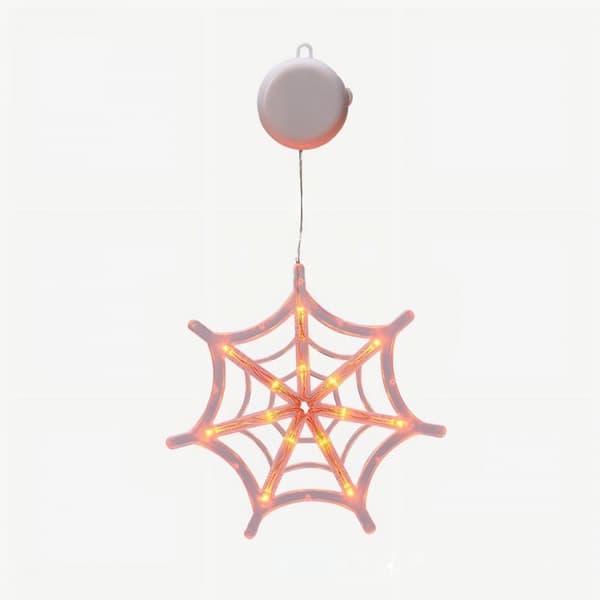 Halloween vinduslys, spindelvev sugekopp dekorative lys, LED-dekorasjoner