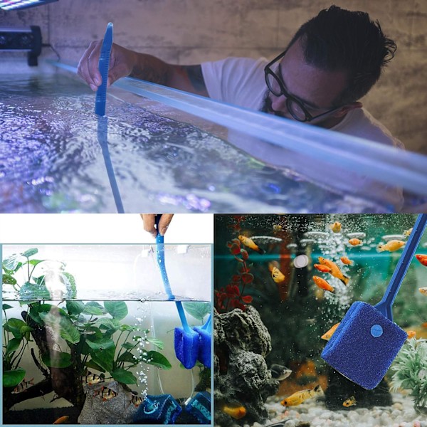 Blå-1 stk. Svampe Fisketank Rengøringsbørste 40CM Dobbeltsidet Fisk