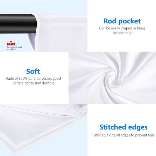 Baggrund (Hvid) 3*3m Fotostudie Foldbar Sheer Muslin til Foto