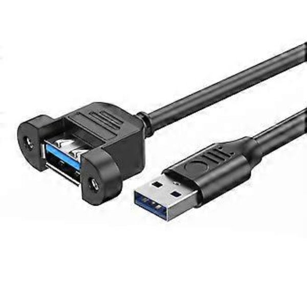USB 3.0 -jatkokaapeli, USB 3.0 -uros-naarasadapterijohto paneelikiinnitysruuveilla teollisuuskäyttöön 1m straight head
