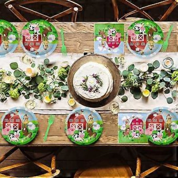 Bondgårds Ko Ranch Kyckling Djur Barnkalas Servis Papperstallrik Pappersmugg Servett Dekoration Festartiklar (stil3372)