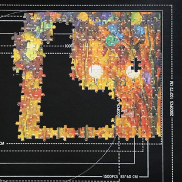 1500 bitar av svart, filt pusselmatta, 1500 bitar av pusselfilt