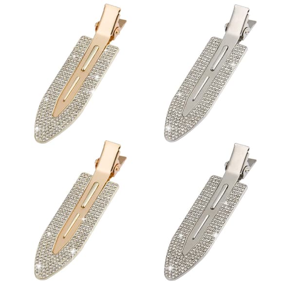 4 stk Rhinestone No Bend Hårklemmer - Metall Blanke Styling Diamant
