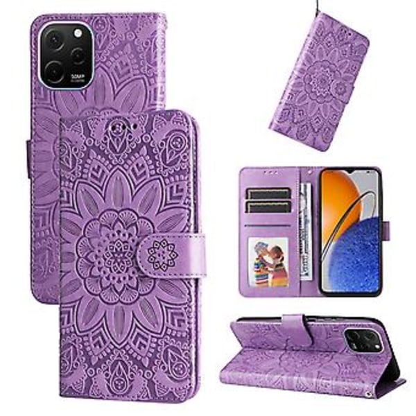 Solros Läder Telefonfodral För Huawei nova Y61 Purple