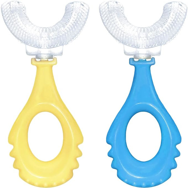 2-pack U-formad Tandborste för Barn, Manuell Träningstandborste, Fo