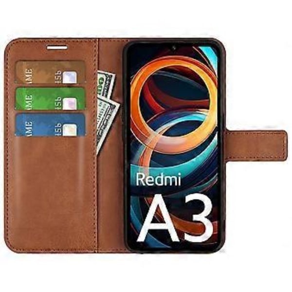 PU læder etui med magnetisk lukning og pung til Xiaomi Redmi A3/Poco C61 4G Style F