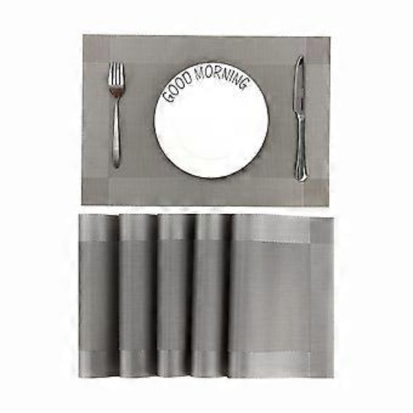 Pestävä harmaa 6-osainen PVC-kovamuovi, lämmönkestävät, liukumattomat tabletit, 45 cm x 30 cm