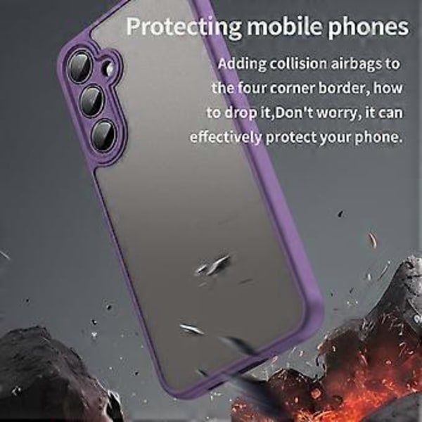 För Samsung Galaxy A55 5G Mobilskal Fallskydd Luftkuddar Frostat Genomskinligt PC+TPU Baksida Purple