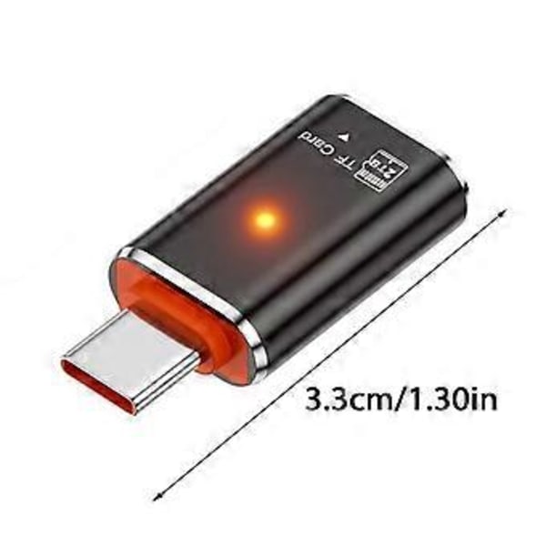 USB Type C - MicroSDs TFs -korttikameranlukija OTG-sovitinkaapeli puhelimille, tableteille ja PC:lle, musta Black