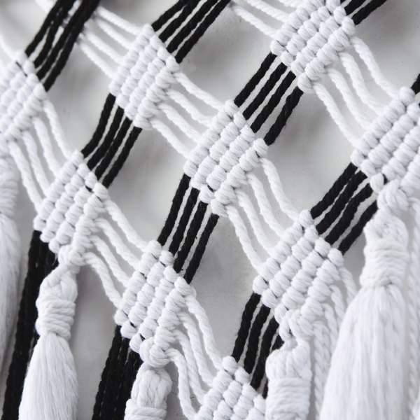 Macrame vægophæng sort og hvid, vægophæng dekoration, vævet væg