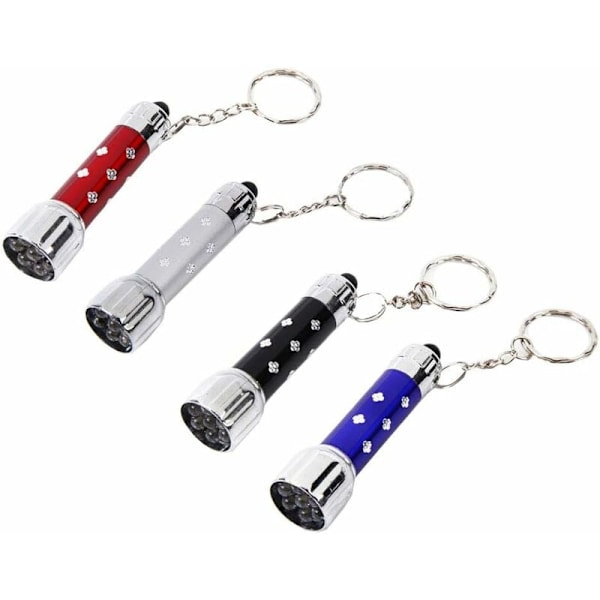 4 stycken LED Mini Ficklampa, Nyckelring LED Ficklampor för Camping
