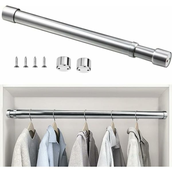 Stainless Steel Extendable Wardrobe Rod 33cm to 51cm Adjustable T