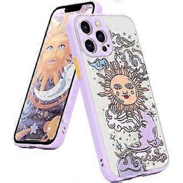 Kompatibel med iPhone 12 Pro Max Skal Matt Klar Design Sol Måne 3D Tecknade Figurer Stötfångare Kvinnor Män Tonåring Flicka Stötsäker Silikon Mjukt Skyddande Skal