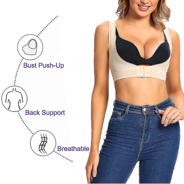 Humpback Posture Corrector Dame BH Støtte Bryst Brace Up Shapewear Body Shaper For Hunchback.Beige.