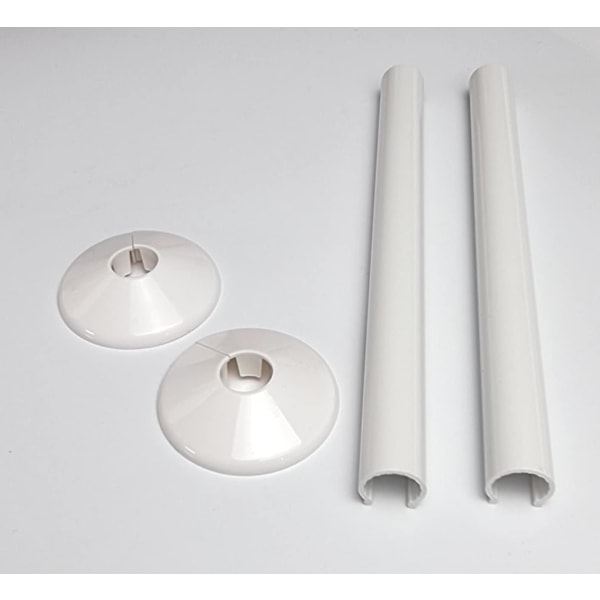 Radiatorrørsdækning SnapFit 2-delt sæt 200 mm lang 15 mm rør centralvarme påklipsdækning Snappit (hvid)