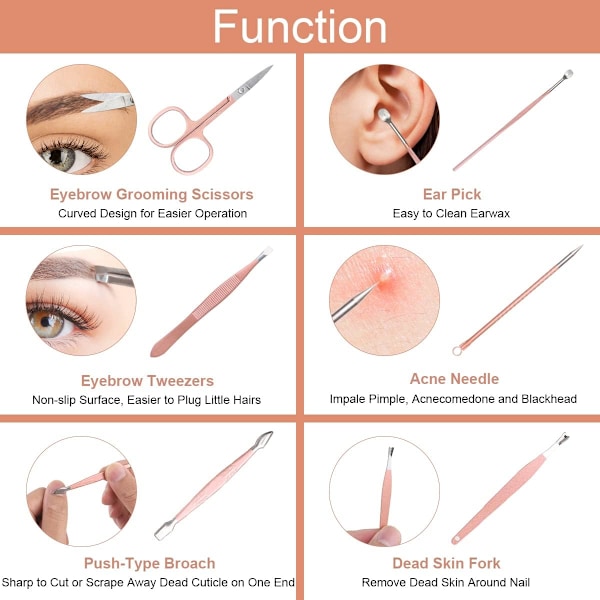 (Rose Glod) Manikyr Pedikyr Kit, 10 st Manikyr Pedikyr Kit Pr