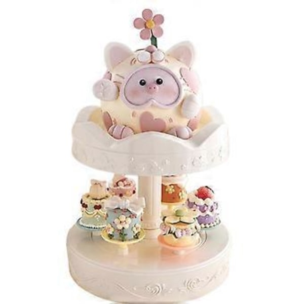 Iøjnefaldende Automatisk Roterende Dessert Vitrineskab Dobbelt Lag Swing Bakke Maskine Plastmateriale Fantastisk til Kage Dessert B