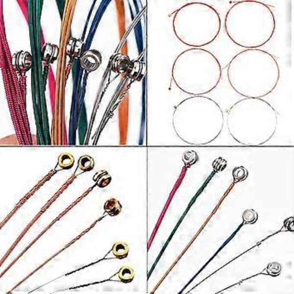 Pakke med 6 farverige akustiske guitarstrenge Folk Guitarstrenge Sæt Forbedrer spilleoplevelsen og nem udskiftning rød kobberstreng red copper string