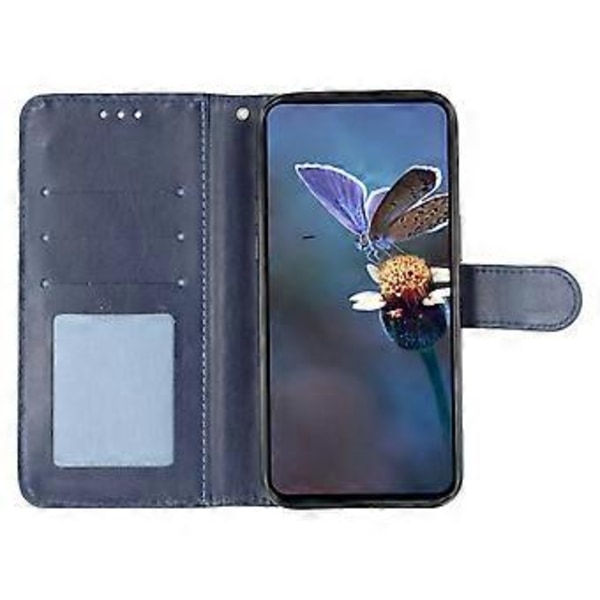 För Motorola Edge 50 Ultra 5G Fodral Spetsblommor PU Läder Flip Plånbok Telefonfodral Dark Blue