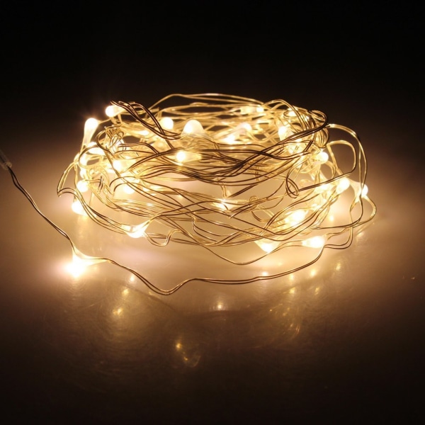 1 stk. hvit LED-lyssnor, batteridrevet, 50 lyse mikro-LED