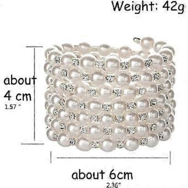 Kristaller och glittrande diamanter pärla elastiskt armband - 7 rader Art Deco bröllopssmycken guld Silver