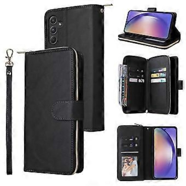 Til Samsung Galaxy A55 5G Etui Kortlommer Lynlås Læder Telefon Cover Style D