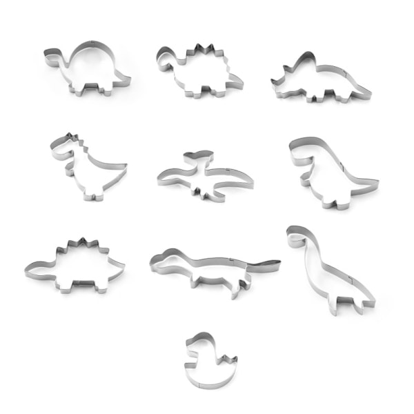 Dinosaurie-kakformset - 10 delar - Dinosaurie-kakform för