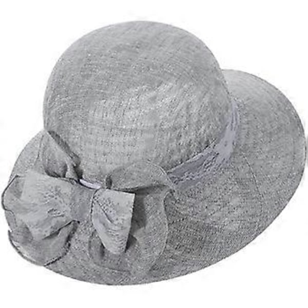 Dame Foldbar Solhat Sommer Kirkehatte Bred Skygge Ascot Væddeløb Derby Hat til Cocktail/Bryllupsfest Hatte Anti-UV