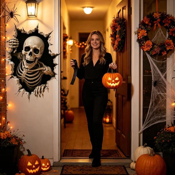 Halloween Spooky-Themed Wall Decals for Home Decor, Halloween 3D Wall Decals - B