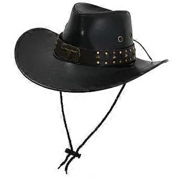 Cowboy Hat Dame Solbeskyttelseshat til Sceneoptræden Kostume Rekvisitter Shopping (Sort)