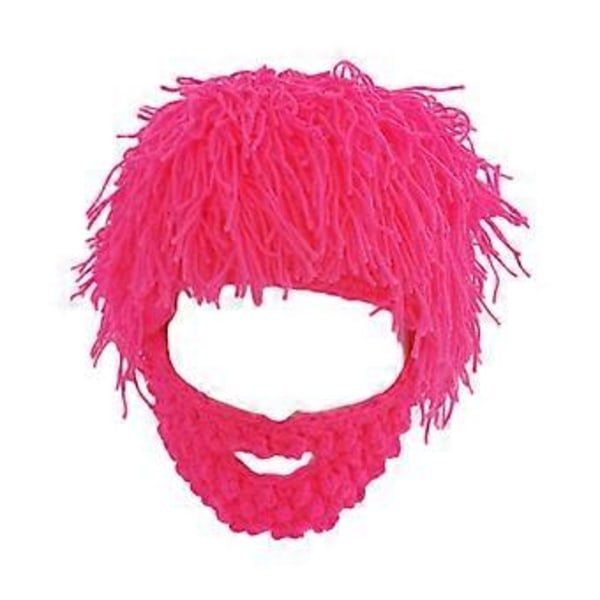 Stickad Mössa Stickad Beanieluva Casual Maskeradrekvisita Män Kvinnor Varm Huvudbonad Vinter Luddig Vintermössa för Semester Snowboardåkning (Mörkrosa L)