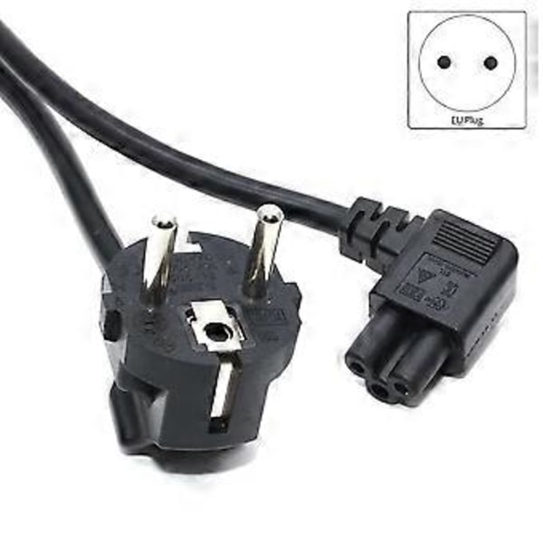 EU-pistoke 2-nastainen 4,8 mm - C5 90 asteen/kulman apilanlehtijohto virtajohto PC-näyttöön