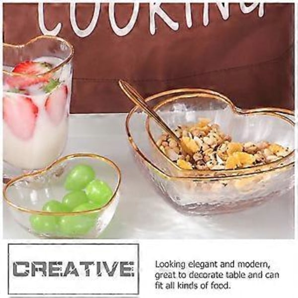 2 st Glas Puddingformar Geléformar Hjärtformade Dessertskålar för Hemmet