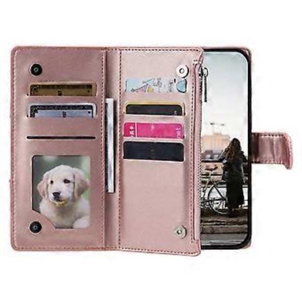 Style 012 til Samsung Galaxy S22 5G Etui Håndtaske Lynlåslomme Glitter Læder Telefon Cover Style D