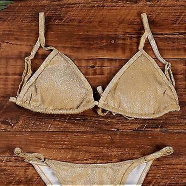 Naisten uimapuku Push Up -rintaliivit Bikini-setti Uimapuku Rantavaatteet (Kulta M) Gold M